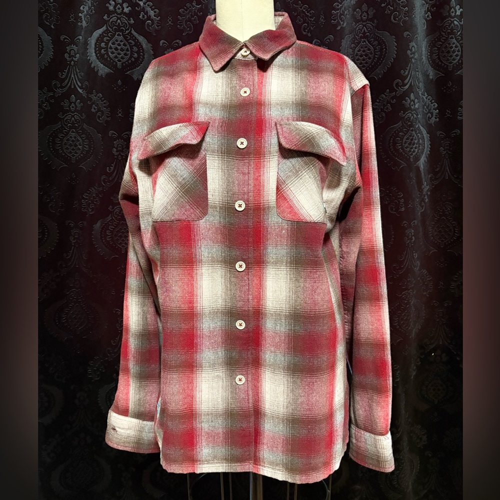 Casual Red Plaid Button-Down Shirt